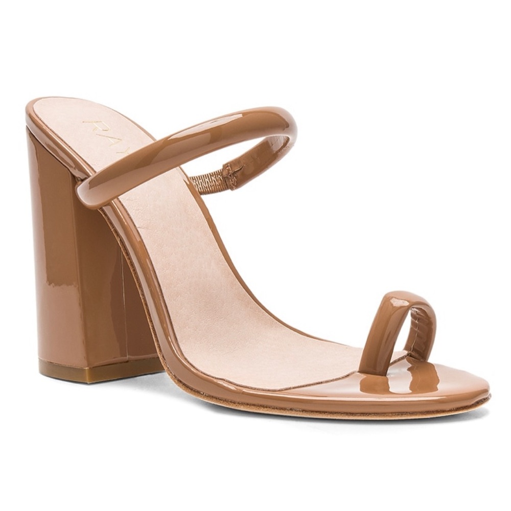RAYE Brindis tan patent heels